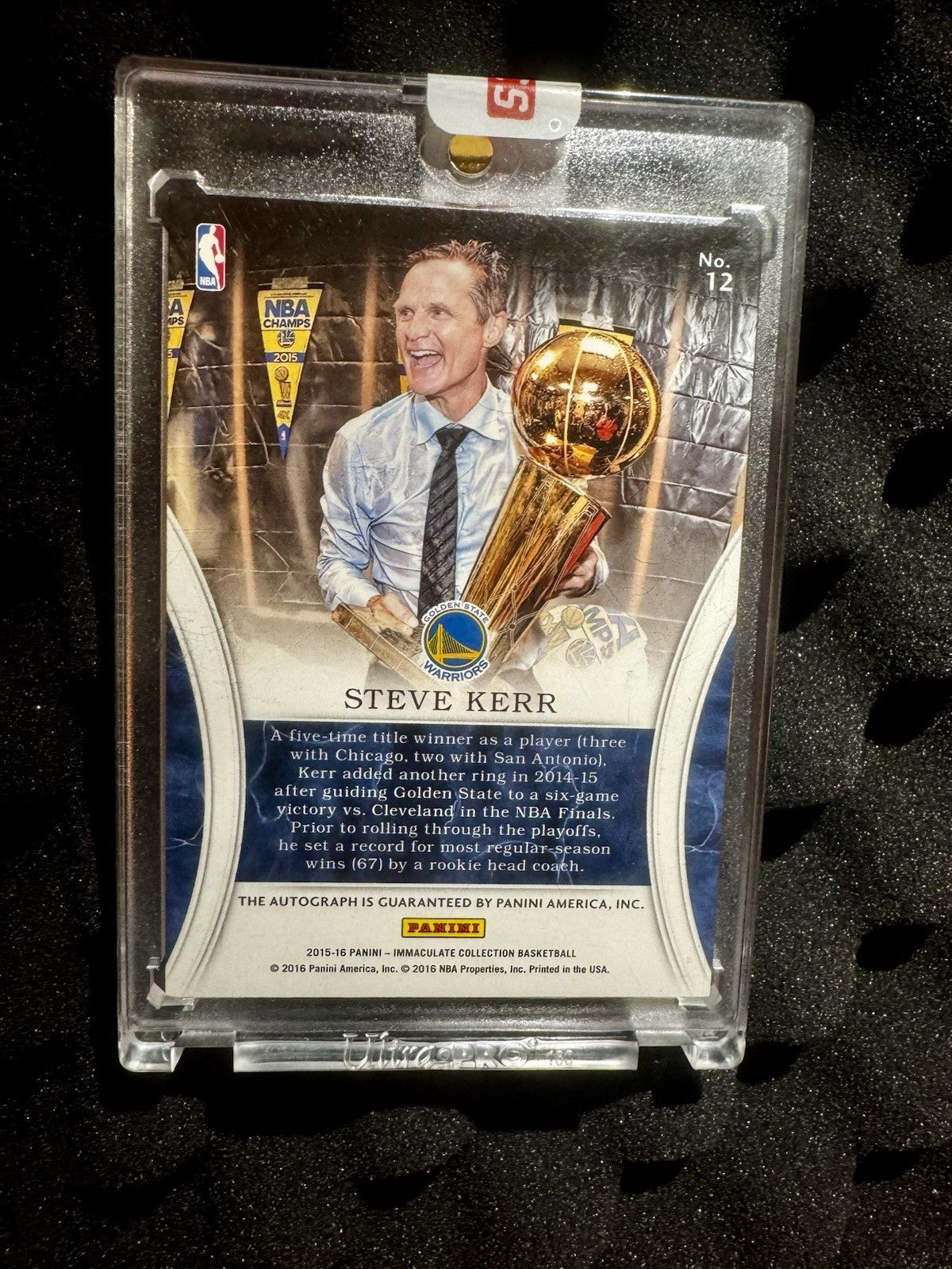 2015-16 Panini Immaculate Collection Milestones Steve Kerr #12 Auto /50 Sealed