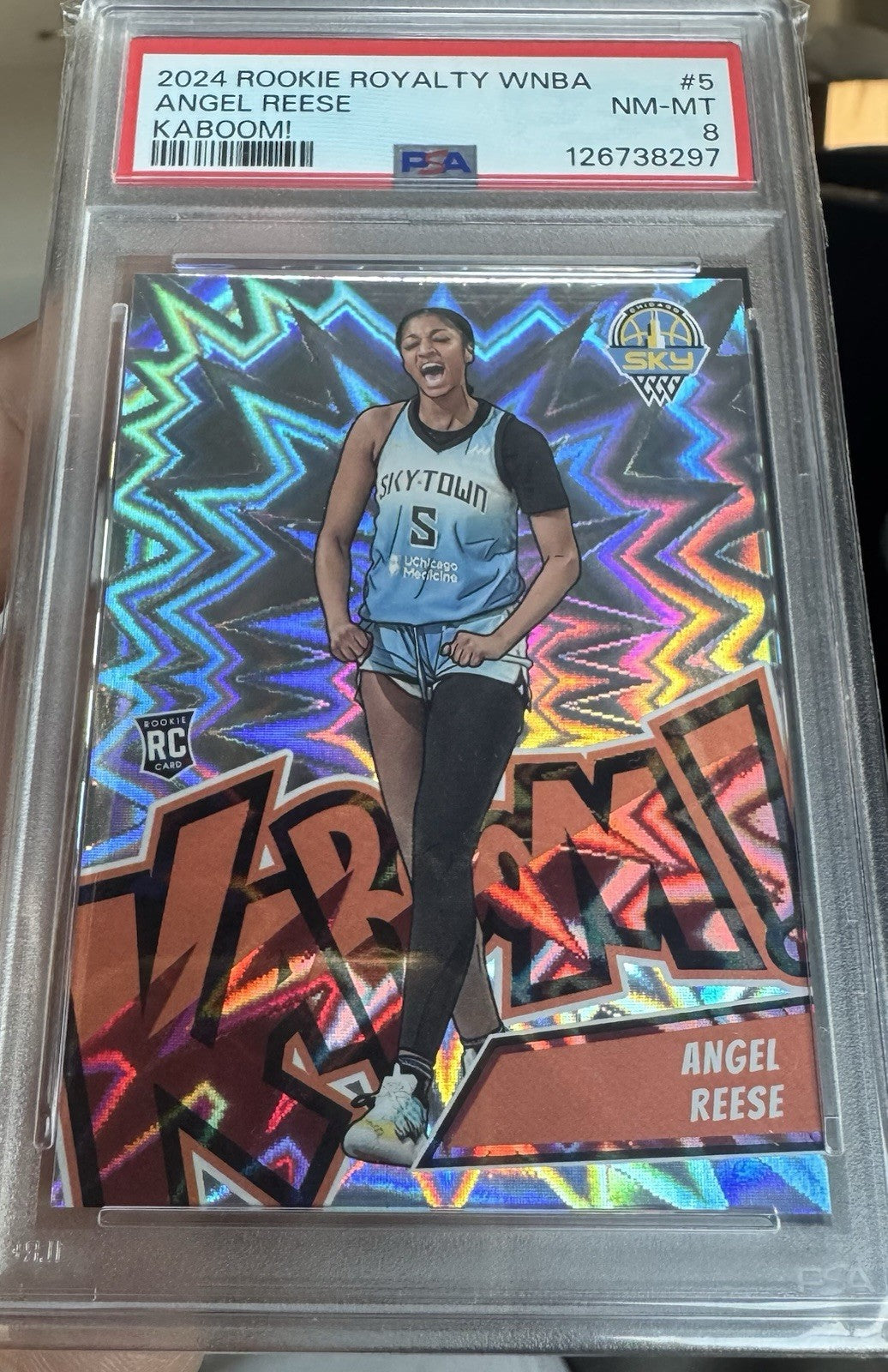 ANGEL REESE 2024 PANINI WNBA #5 KABOOM! ROOKIE RC SP KABOOM PSA 8- Pop 1