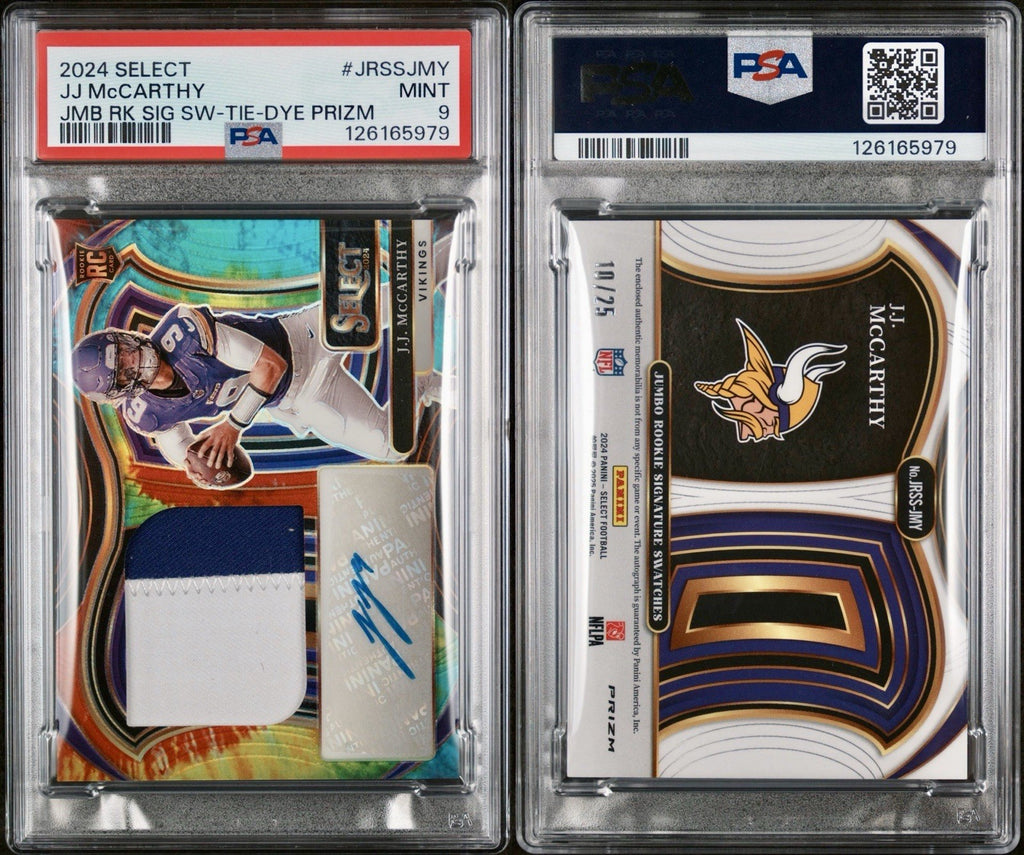 2024 Select Jumbo Rookie Signature Swatch Tie-dye J.J. McCarthy #JRSS-JMY /25