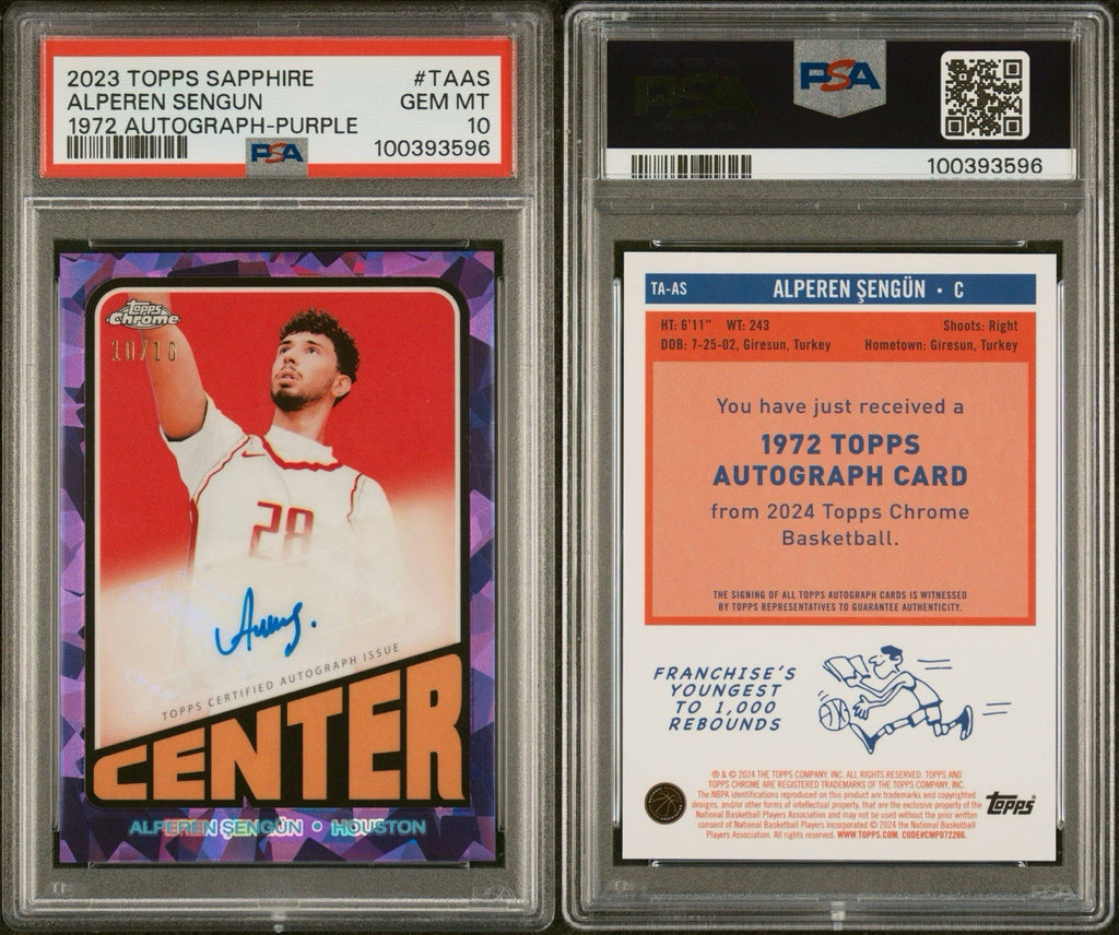 2023-24 Topps Chrome Sapphire - Autographs Purple Alperen Sengun /10 PSA 10 SSP
