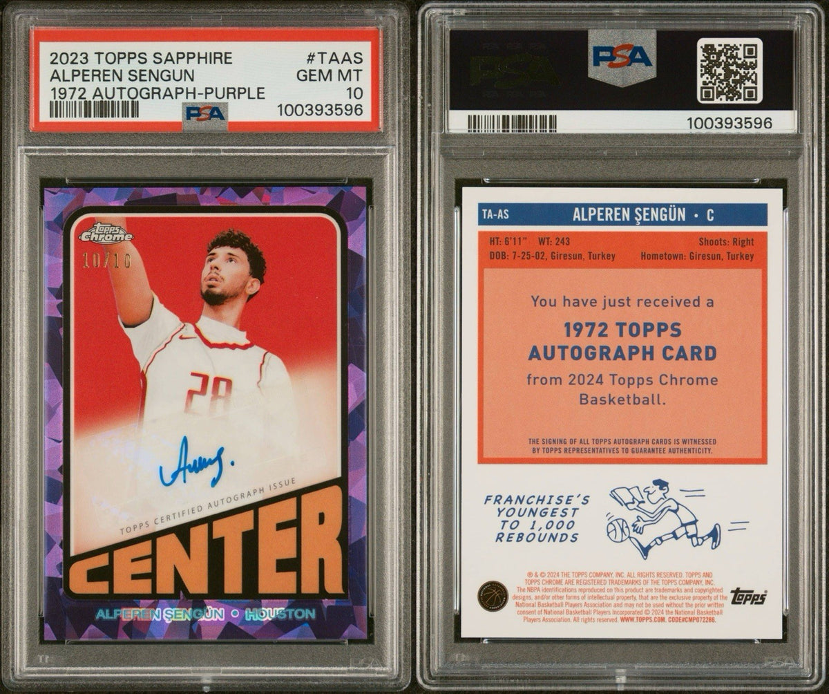 2023-24 Topps Chrome Sapphire - Autographs Purple Alperen Sengun /10 PSA 10 SSP