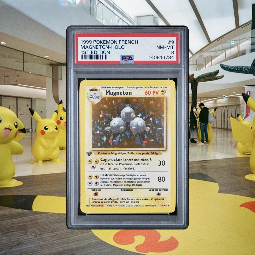 Magneton - French Base Set First Edition Holo Pokemon 1999-PSA8 NM-Mint