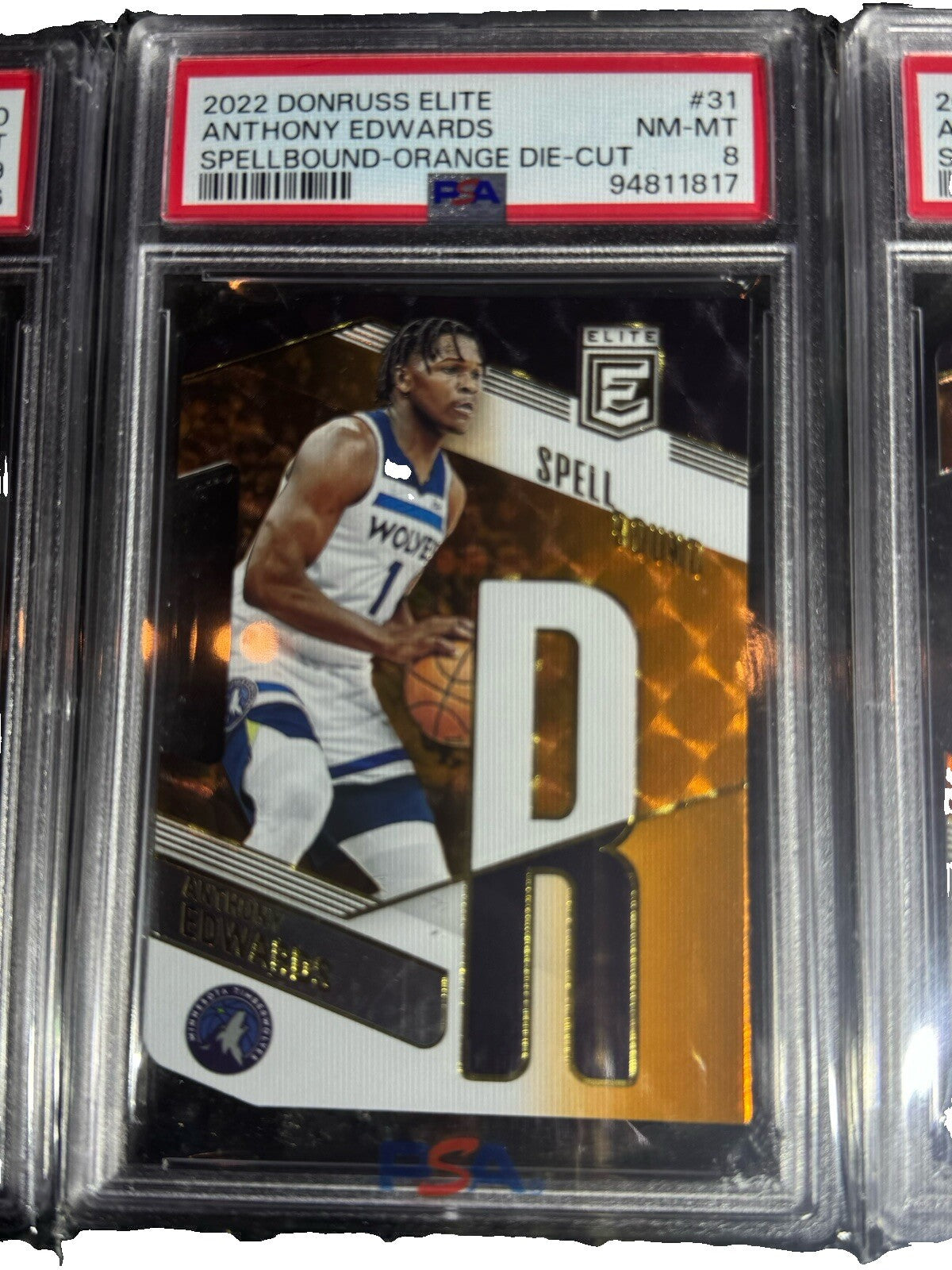2022 Donruss Elite Spellbound Anthony Edwards Orange Die Cut PSA Graded Set