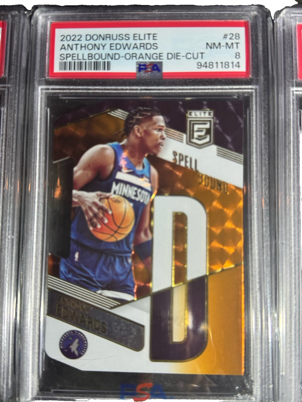 2022 Donruss Elite Spellbound Anthony Edwards Orange Die Cut PSA Graded Set