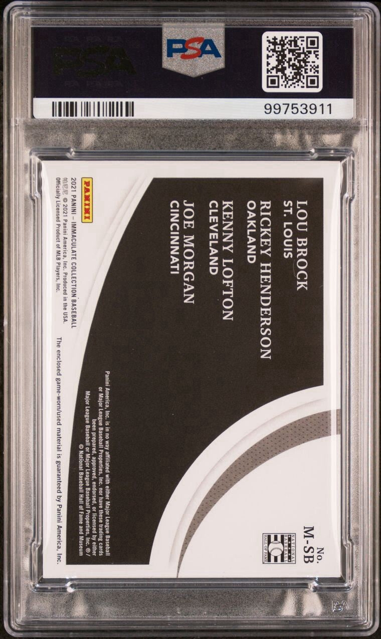 2021 Panini Immaculate Game Used Relic Rickey Henderson/Brock/Lofton/Morgan POP1