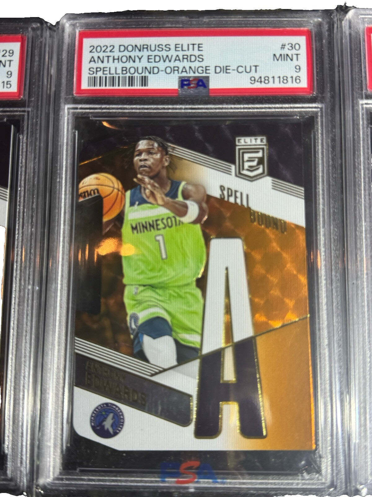 2022 Donruss Elite Spellbound Anthony Edwards Orange Die Cut PSA Graded Set
