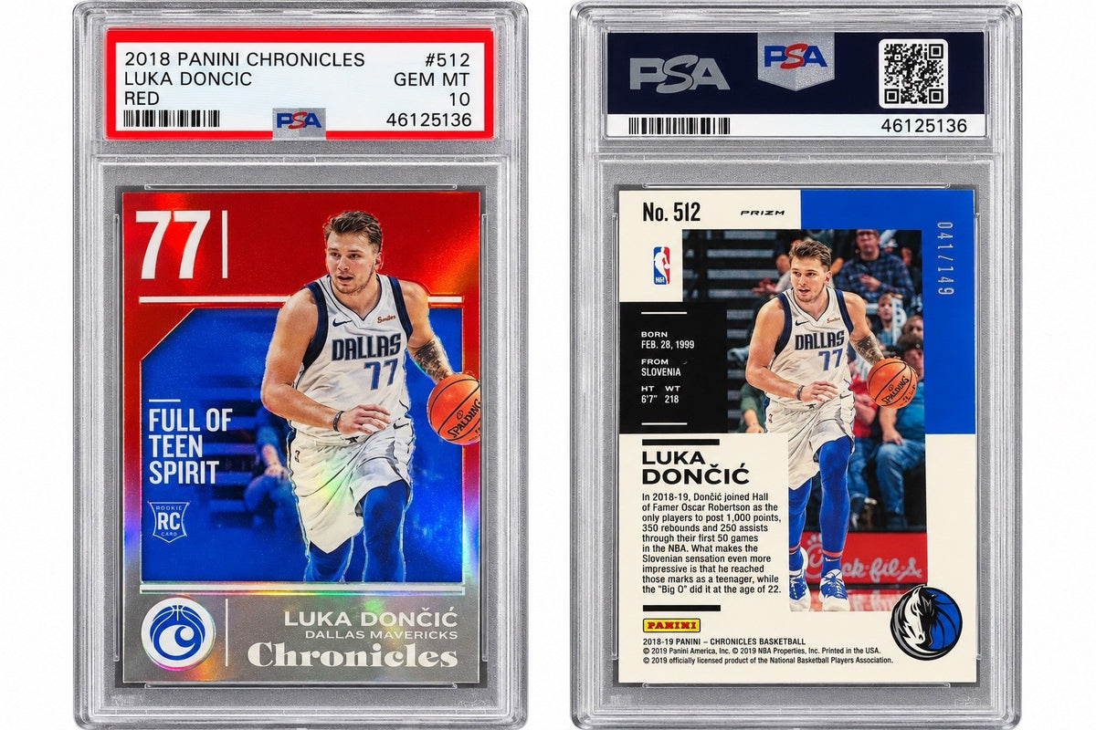2018 Panini Chronicles Red Luka Doncic RC #512 /149 PSA 10 Gem 💎 Pop 34 Rookie