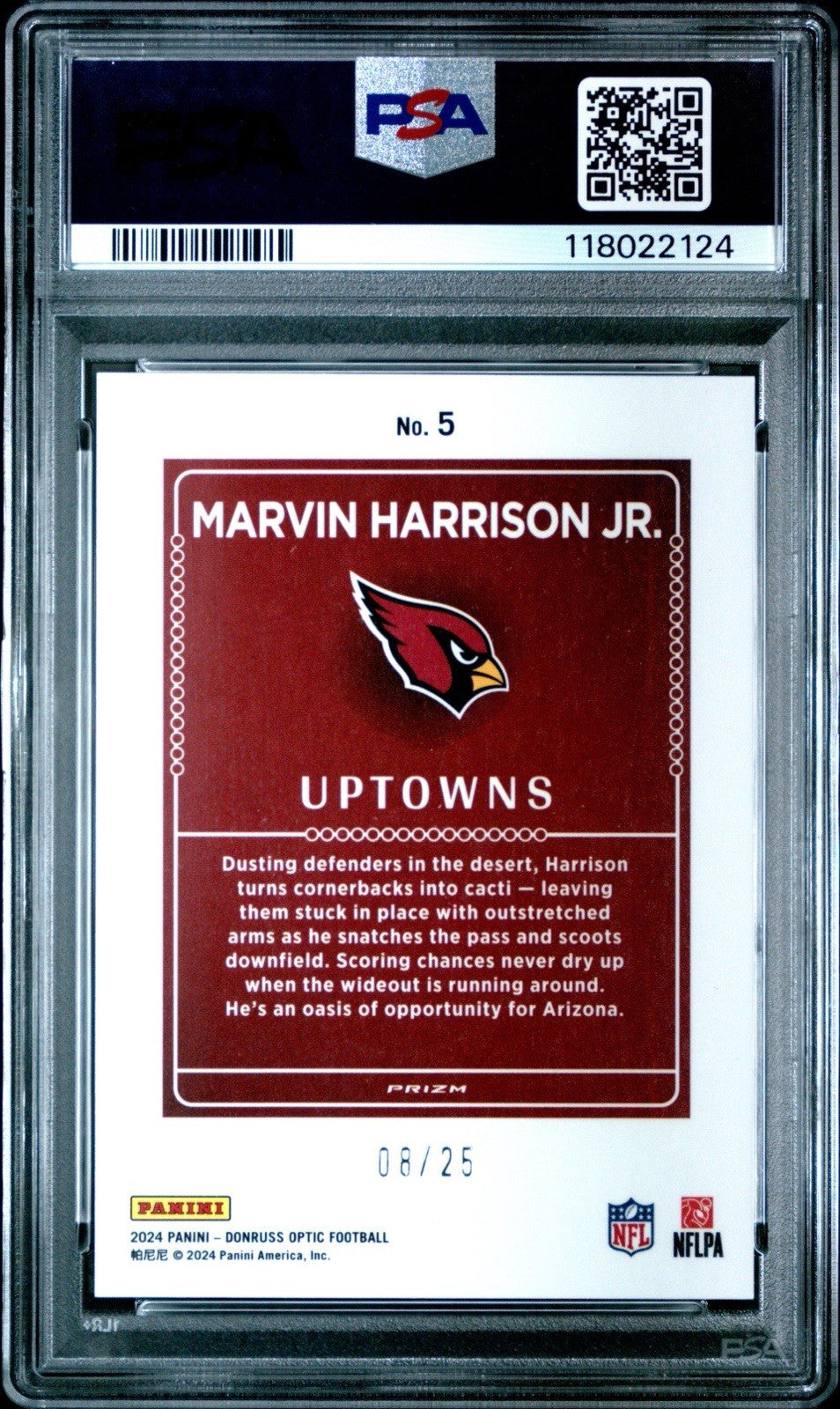 2024 Panini Donruss Optic Uptowns Marvin Harrison Jr #5 White Pandora /25 PSA 10