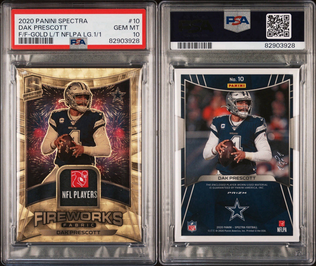 2020 Spectra Dak Prescott 1/1 Gold Vinyl Player Worn Firework 🎇 fabrics PSA 10