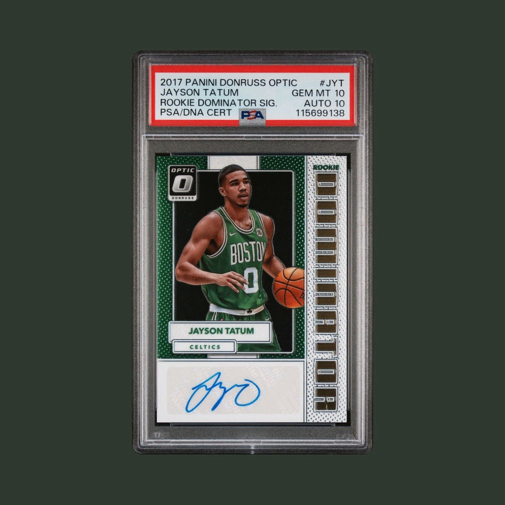 2017-18 Jayson Tatum Donruss Optic Dominators /49 Auto RC PSA 10 Auto 10 Pop 1