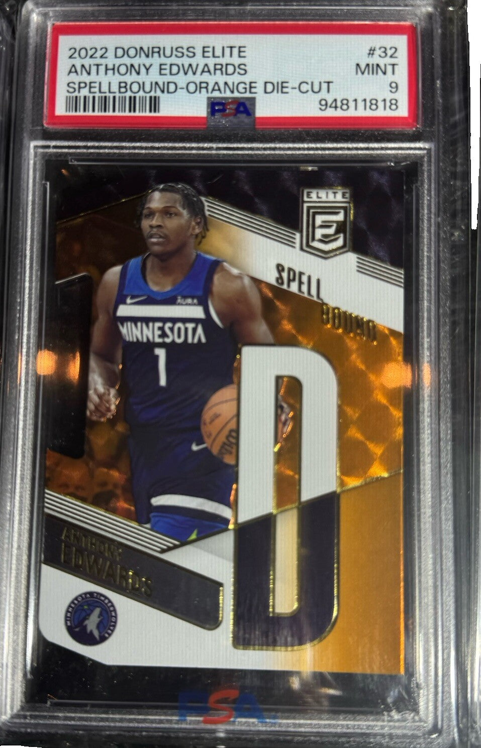 2022 Donruss Elite Spellbound Anthony Edwards Orange Die Cut PSA Graded Set