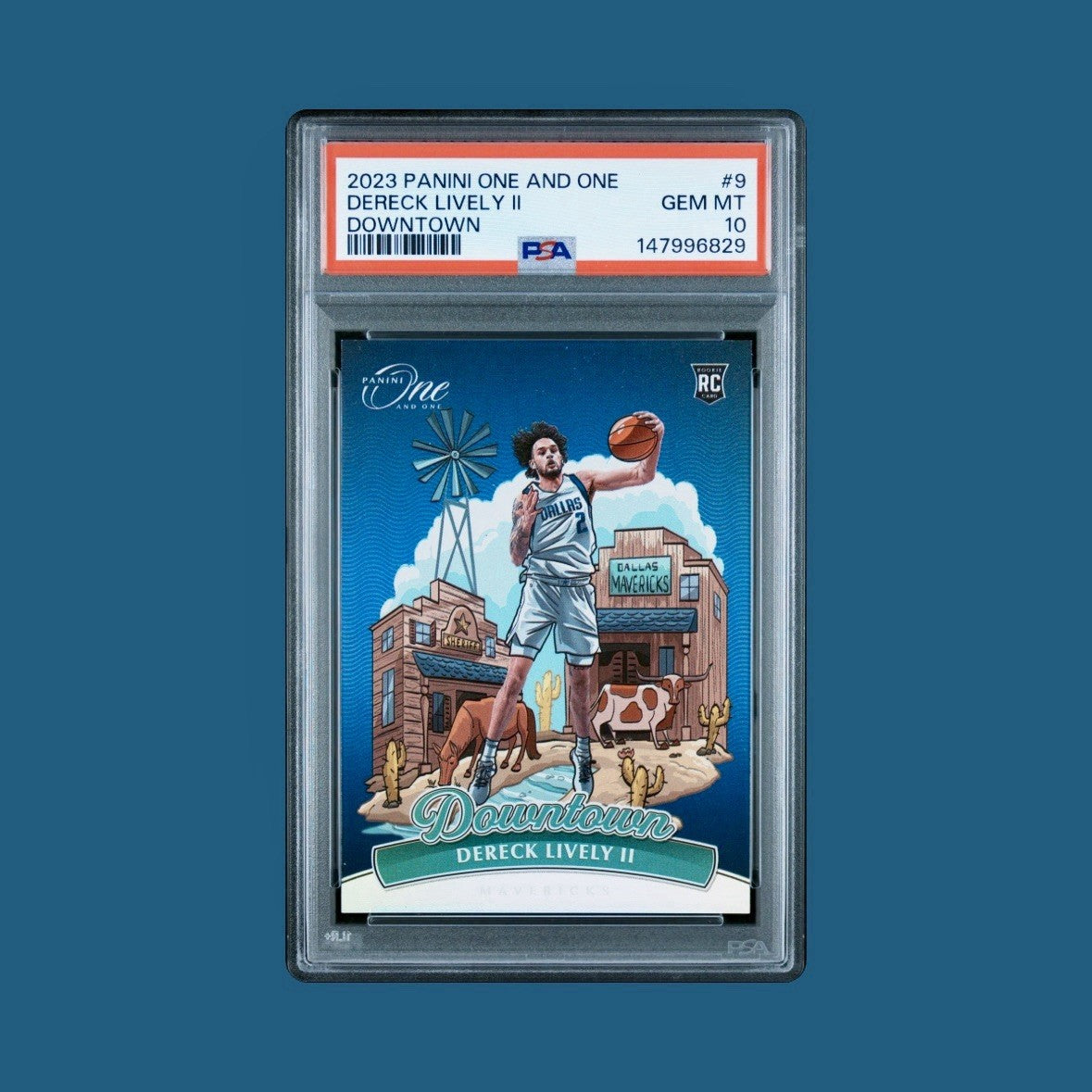 2023-24 Panini One and One Downtown Dereck Lively II #9 Rookie PSA 10 Mavericks