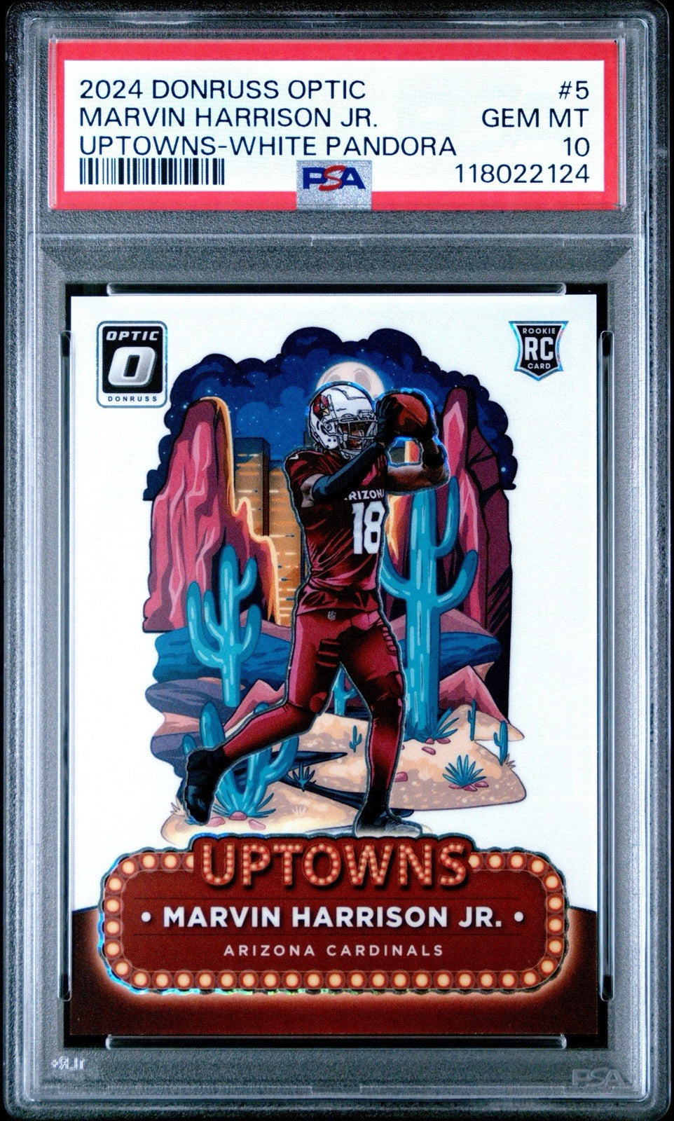 2024 Panini Donruss Optic Uptowns Marvin Harrison Jr #5 White Pandora /25 PSA 10