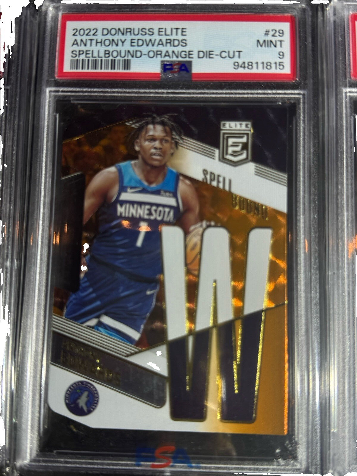2022 Donruss Elite Spellbound Anthony Edwards Orange Die Cut PSA Graded Set