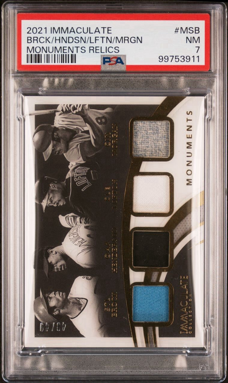 2021 Panini Immaculate Game Used Relic Rickey Henderson/Brock/Lofton/Morgan POP1
