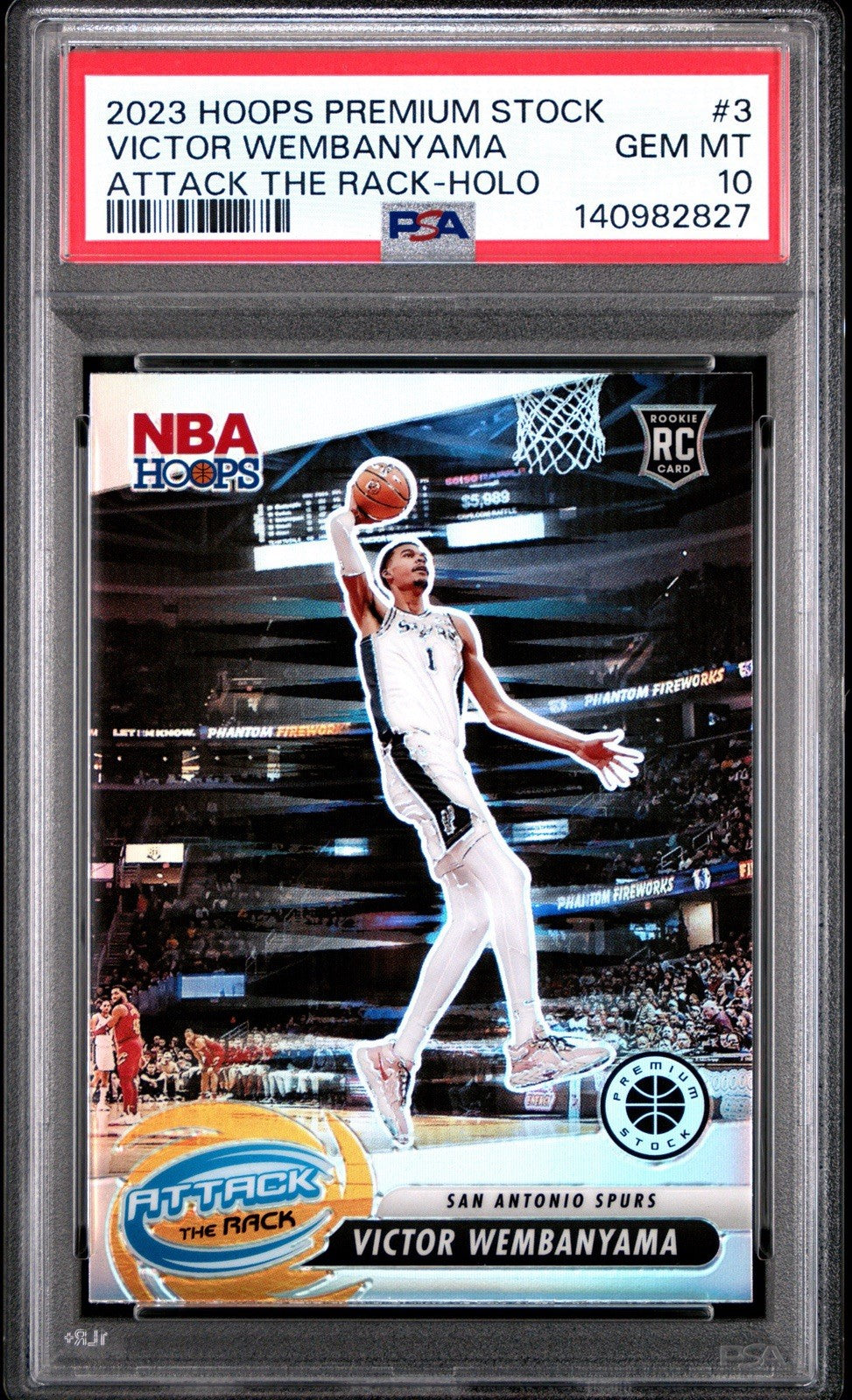 2023 Panini Nba Hoops Premium Stock Attack the Rack Victor Wembanyama #3 PSA 10