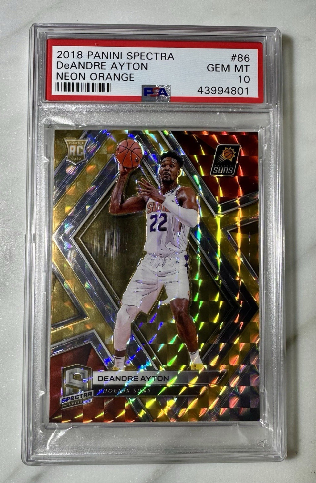 2018 Panini Spectra #86 DeAndre Ayton Rookie Neon Orange 🍊#’d/5 PSA 10 Pop 1