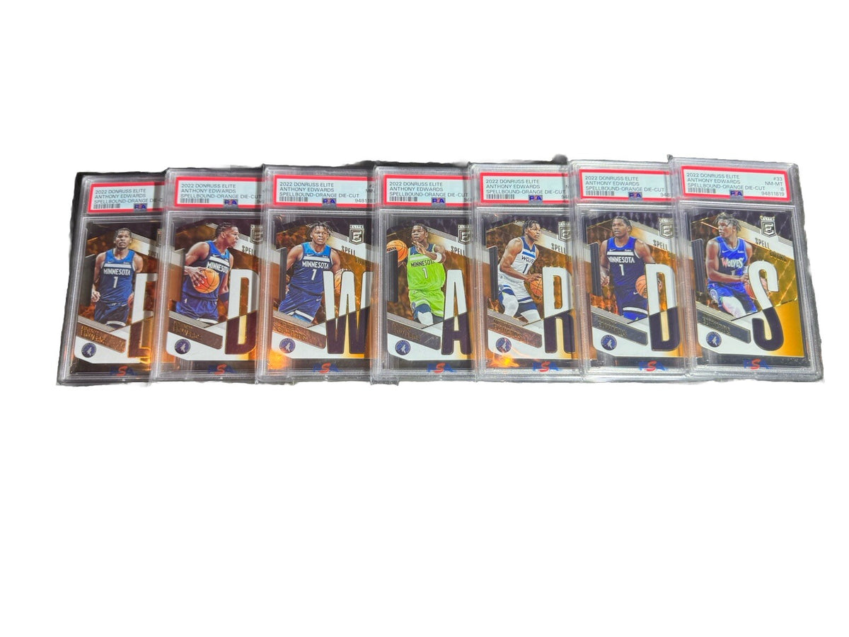 2022 Donruss Elite Spellbound Anthony Edwards Orange Die Cut PSA Graded Set