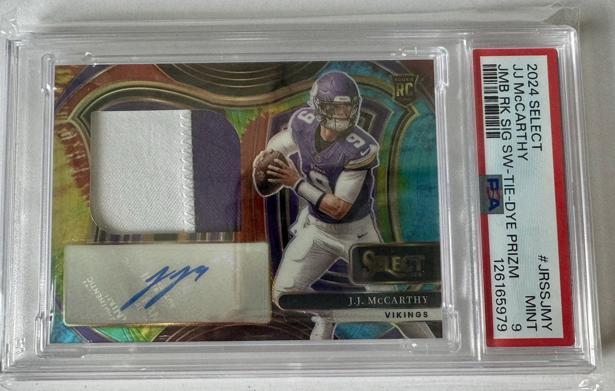 2024 Select Jumbo Rookie Signature Swatch Tie-dye J.J. McCarthy #JRSS-JMY /25