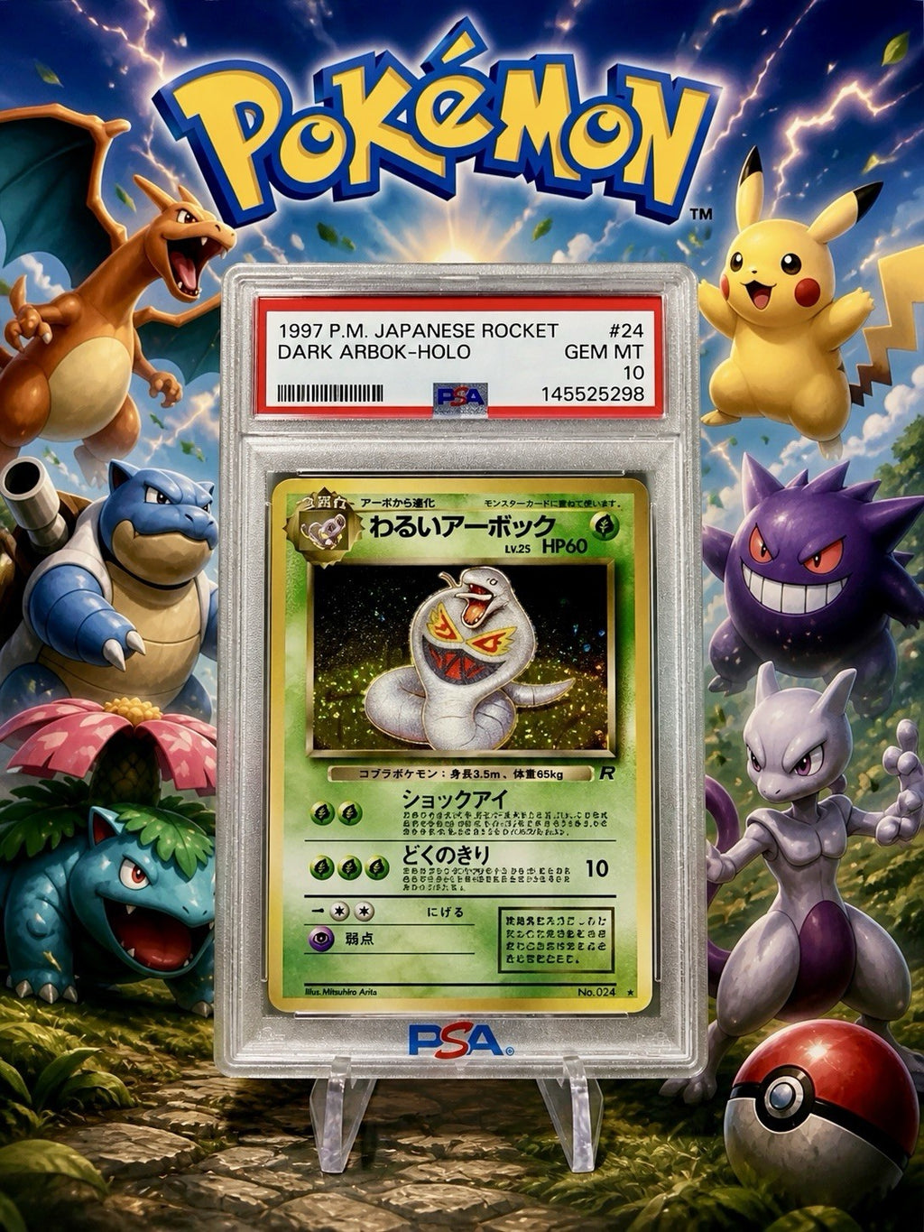1997 Pokemon Japanese Holo Dark Arbok #24 PSA 10 GEM MINT Team Rocket