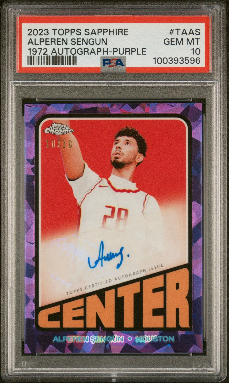 2023-24 Topps Chrome Sapphire - Autographs Purple Alperen Sengun /10 PSA 10 SSP