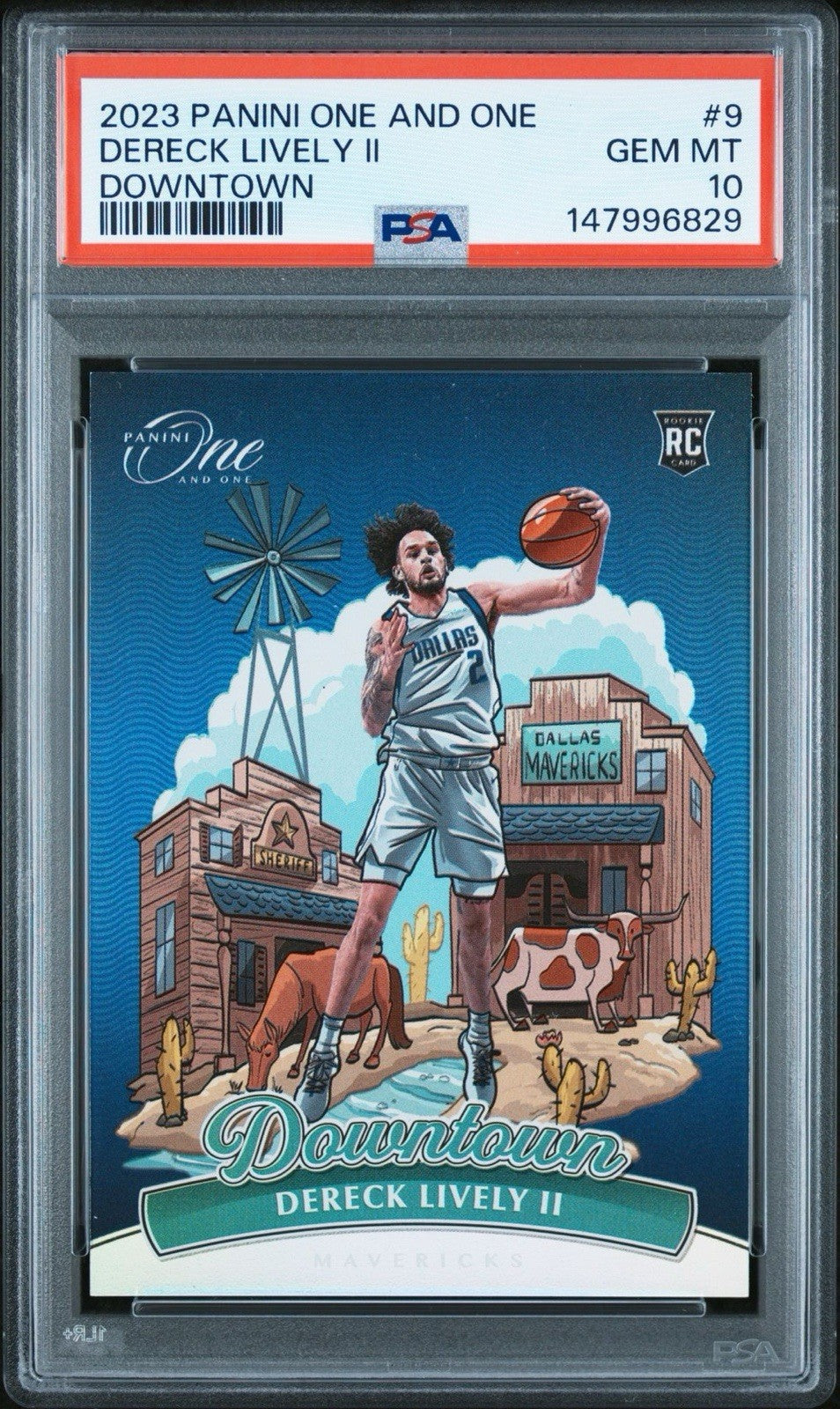 2023-24 Panini One and One Downtown Dereck Lively II #9 Rookie PSA 10 Mavericks