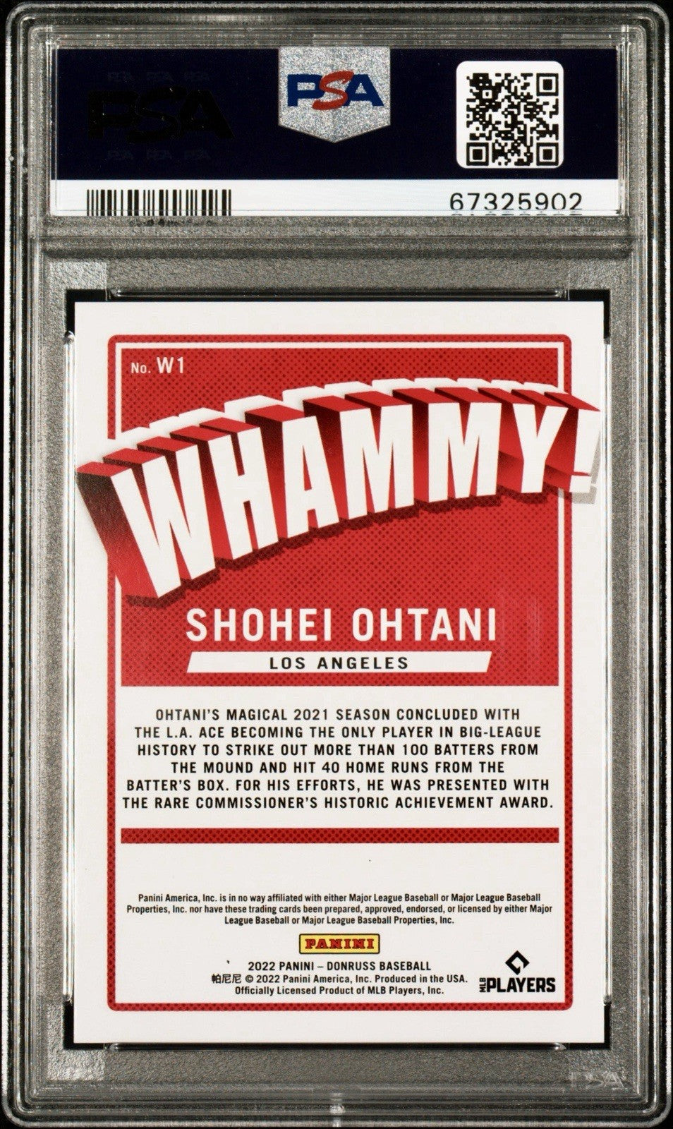 2022 Panini Donruss - Whammy Shohei Ohtani #W1 PSA 10 💎 Pop 32 SSP Case Hit 💥