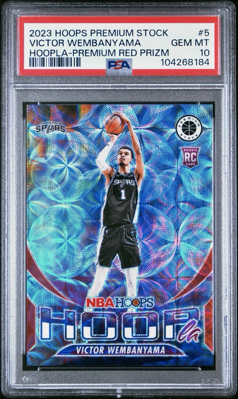 2023 Nba Hoops Premium Stock Hoopla Victor Wembanyama (RC) #5 Premium Red PSA 10