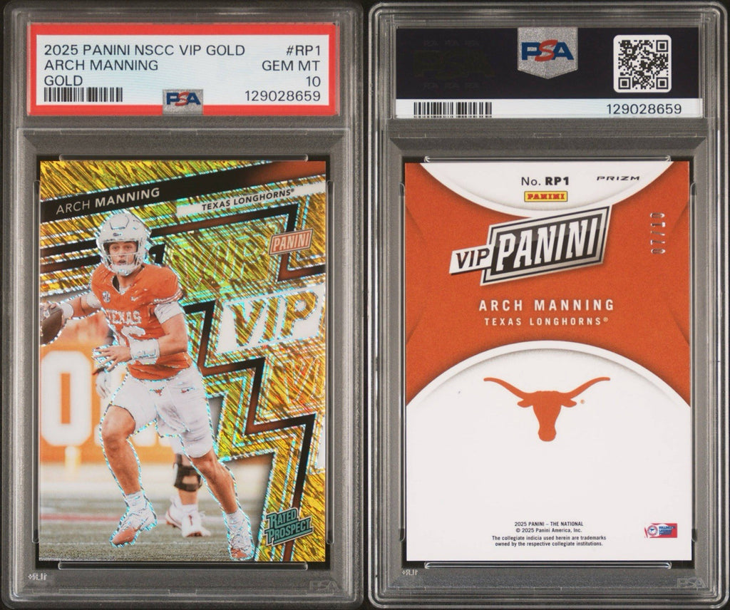 2025 Panini National Convention Arch Manning Vip Gold Pack Rated Prospect PSA 10