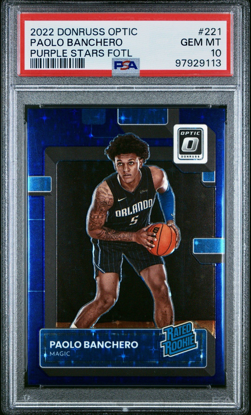 2022 Donruss Optic - Rated Rookie Paolo Banchero #221 Purple Stars /17 PSA 10