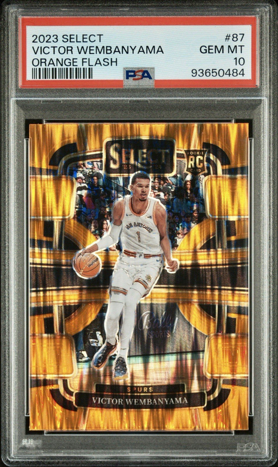 2023 Panini Select Concourse Victor Wembanyama #87 Orange Flash Prizm (RC) PSA10