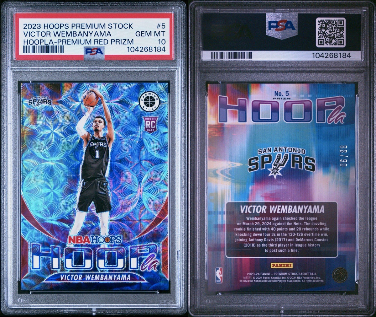 2023 Nba Hoops Premium Stock Hoopla Victor Wembanyama (RC) #5 Premium Red PSA 10