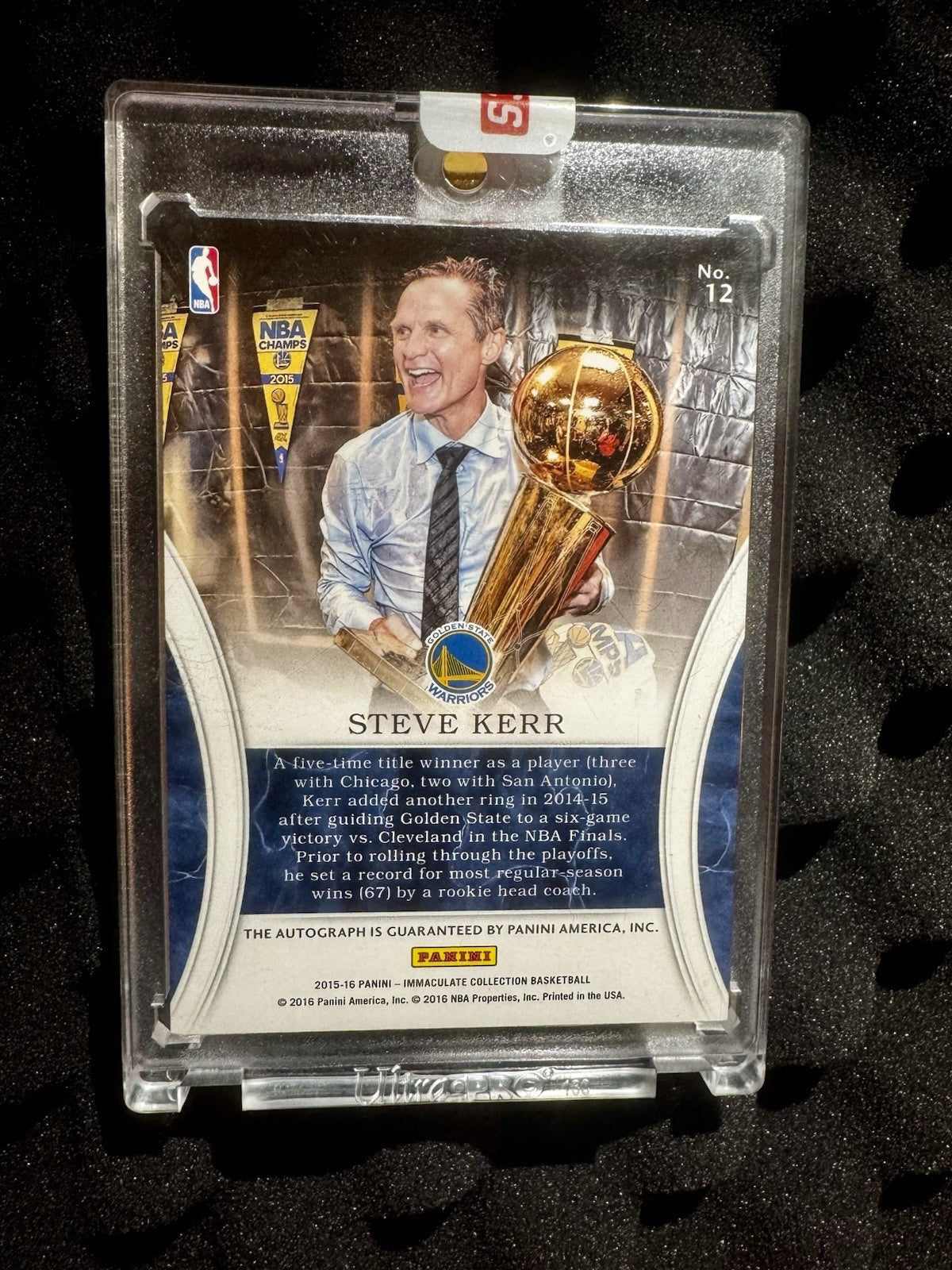 2015-16 Panini Immaculate Collection Milestones Steve Kerr #12 Auto /50 Sealed