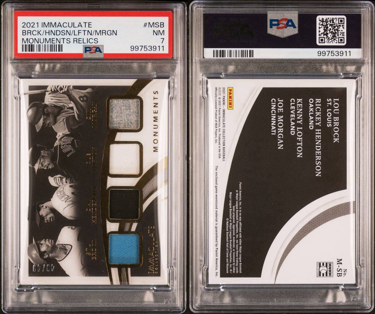 2021 Panini Immaculate Game Used Relic Rickey Henderson/Brock/Lofton/Morgan POP1