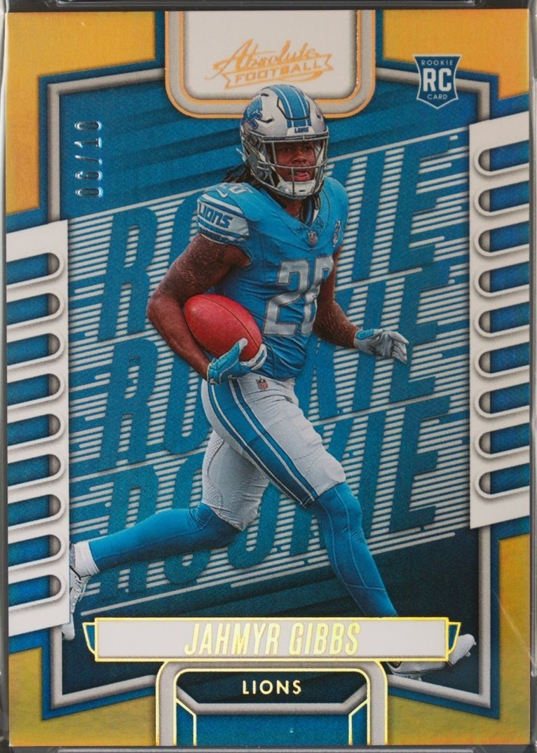 2023 Panini Absolute Jahmyr Gibbs #108 Gold Spectrum /10 (RC) PSA 9 None Higher
