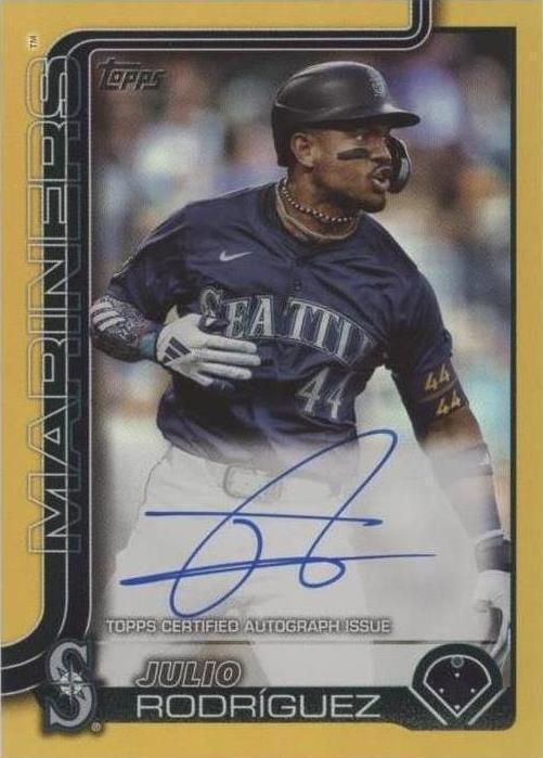 2025 Topps Series 1 Flagship Auto Julio Rodriguez #266 Gold Foil /50 PSA 9/10